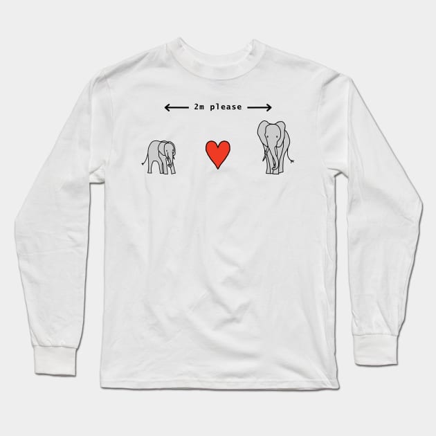 Elephant Says Social Distancing 2m Please Long Sleeve T-Shirt by ellenhenryart